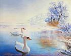 7. Swans, Acrylic On Canvas, 24x30 Cm