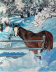Horse In The Snow, Acrylic On Canvas, 30x24 Cm