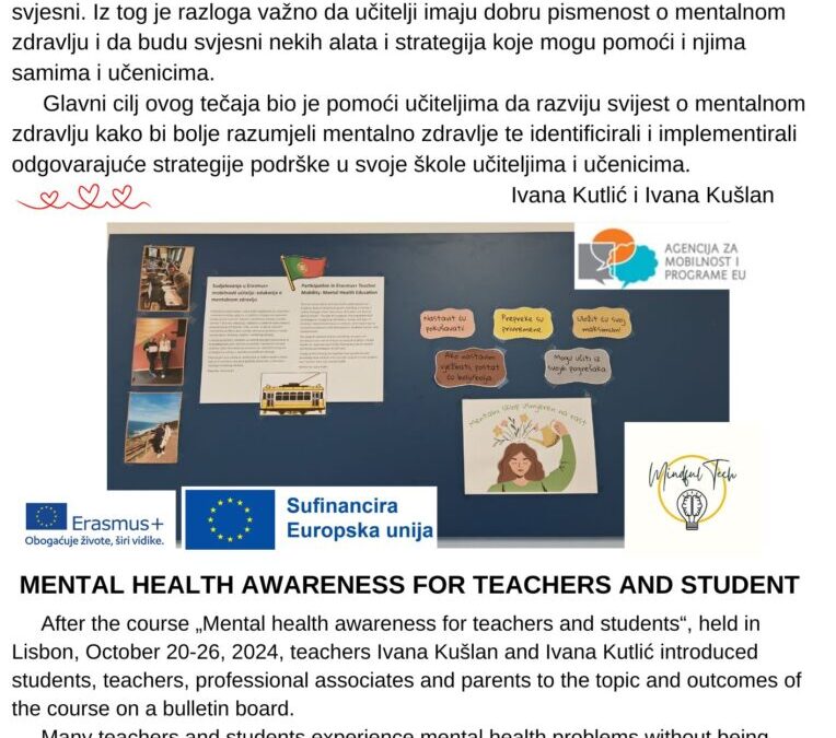 SVIJEST O MENTALNOM ZDRAVLJU UČITELJA I UČENIKA