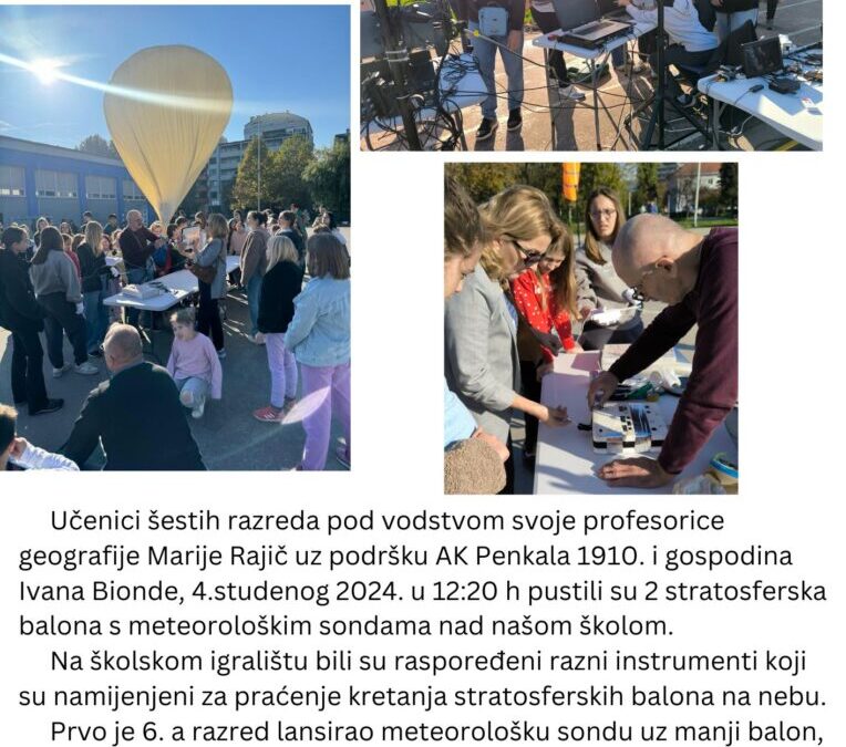 Puštanje stratosferskih balona nad našom školom