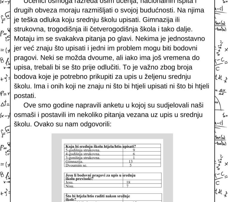 Koju srednju školu upisati?