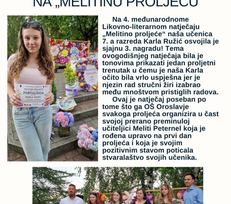 KARLI RUŽIĆ 3. NAGRADA NA „MELITINU PROLJEĆU“