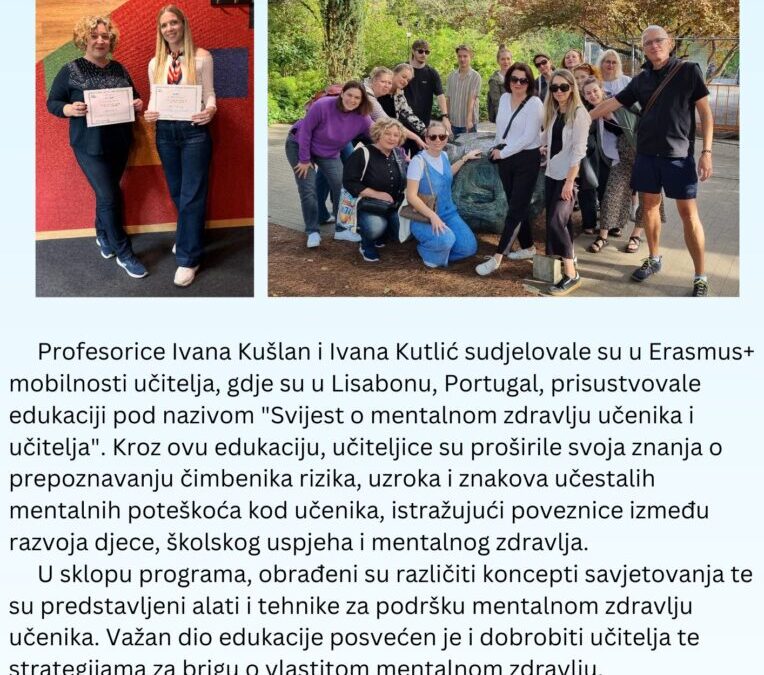 Sudjelovanje u Erasmus+ mobilnosti učitelja: edukacija o mentalnom zdravlju